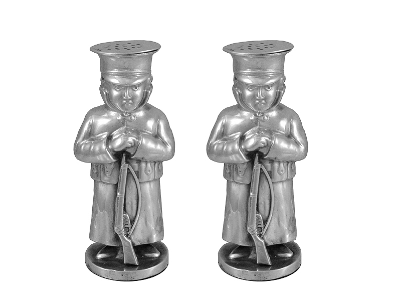 Pair Military Silver Pepper Pots 1909